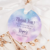 ピンクと紫の天国が赤ちゃんシャワーを送信 フェイバータグ