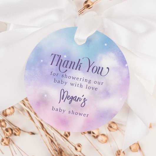 ピンクと紫の天国が赤ちゃんシャワーを送信 フェイバータグ