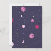 ピンクと紫の女の子宇宙ムーンバースデーパーティー 招待状 (裏面)