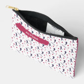 ピンクと紫の女性ラクロスプレーヤーパターン アクセサリーポーチ (見開き)