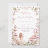 ピンクと紫の妖精の誕生日パーティーの招待 招待状 (正面)