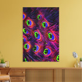 ピンクと紫の孔雀の羽毛のテクスチャデザイン キャンバスプリント (インサイチュ (リビング))