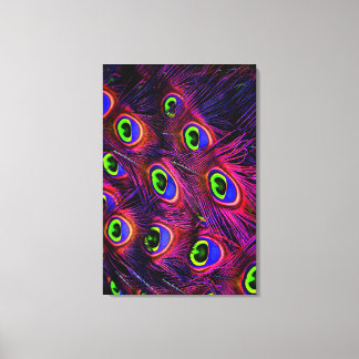 ピンクと紫の孔雀の羽毛のテクスチャデザイン キャンバスプリント