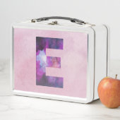 ピンクと紫の宇宙銀河系文字E メタルランチボックス (インサイチュ)