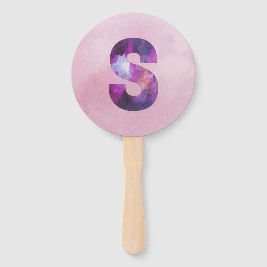 ピンクと紫の宇宙銀河系文字S ハンドファン (正面)