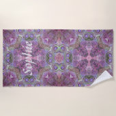 ピンクと紫の宝石パターンカスタムビーチタオル ビーチタオル (正面)