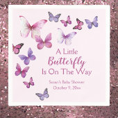 ピンクと紫の小さな蝶の赤ちゃんシャワー スタンダードカクテルナプキン