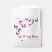 ピンクと紫の小さな蝶の赤ちゃんシャワー フェイバーバッグ (正面)