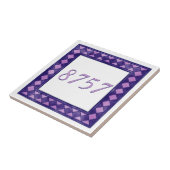 ピンクと紫の小市松模様に家番号 タイル (側面)