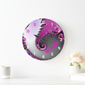 ピンクと紫の少女の部屋名時計 ラージ壁時計 (ホーム)