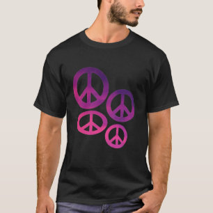 ピンクと紫の平和サインTシャツ Tシャツ