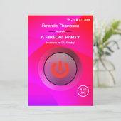 ピンクと紫の幾何学的なバーチャル誕生日パーティー 招待状 (スタンド正面)