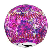 ピンクと紫の抽象芸術の花柄 野球ボール (裏面)