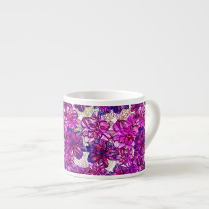 ピンクと紫の抽象芸術の花模様 エスプレッソカップ