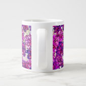 ピンクと紫の抽象芸術の花模様 ジャンボコーヒーマグカップ (裏面)