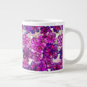 ピンクと紫の抽象芸術の花模様 ジャンボコーヒーマグカップ (右)