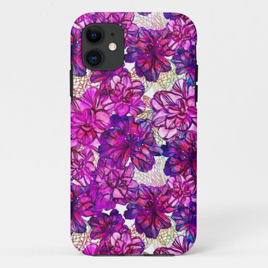 ピンクと紫の抽象芸術の花模様 Case-Mate iPhoneケース (裏面)