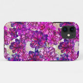 ピンクと紫の抽象芸術の花模様 Case-Mate iPhoneケース (裏面(横))