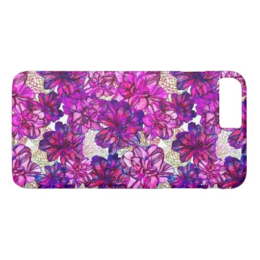 ピンクと紫の抽象芸術の花模様 Case-Mate iPhoneケース (裏面(横))