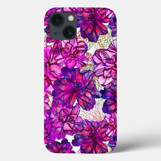 ピンクと紫の抽象芸術の花模様 Case-Mate iPhoneケース (裏面)