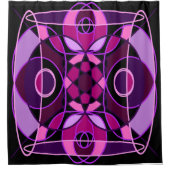 ピンクと紫の抽象芸術モザイクタイル シャワーカーテン (正面)