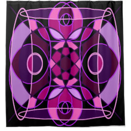 ピンクと紫の抽象芸術モザイクタイル シャワーカーテン