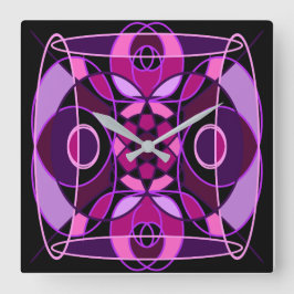 ピンクと紫の抽象芸術モザイクタイル スクエア壁時計