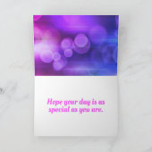 ピンクと紫の抽象芸術円パターンあいさつ カード (内部)