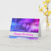 ピンクと紫の抽象芸術円パターンあいさつ カード (黄色い花)