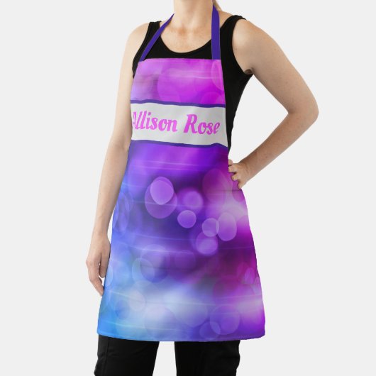 ピンクと紫の抽象芸術円パターン エプロン (インサイチュ)
