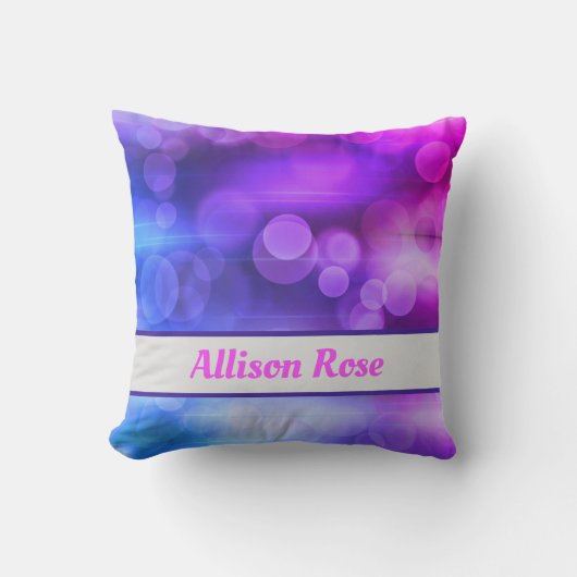 ピンクと紫の抽象芸術円パターン クッション (正面)