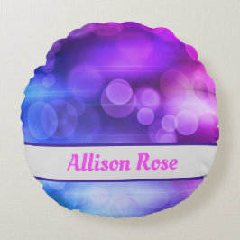 ピンクと紫の抽象芸術円パターン ラウンドクッション