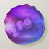 ピンクと紫の抽象芸術円パターン ラウンドクッション (裏面)