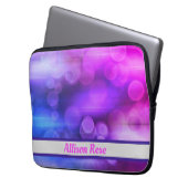 ピンクと紫の抽象芸術円パターン ラップトップスリーブ (正面左)