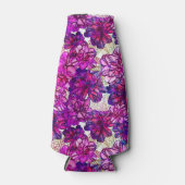 ピンクと紫の抽象芸術花模様 ボトルクーラー (正面)