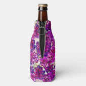 ピンクと紫の抽象芸術花模様 ボトルクーラー (ボトル裏面)