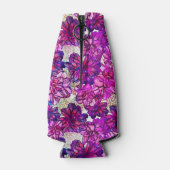 ピンクと紫の抽象芸術花模様 ボトルクーラー (裏面)