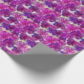 ピンクと紫の抽象芸術花模様 ラッピングペーパー (角)