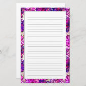 ピンクと紫の抽象芸術花模様 便箋 (正面/裏面)