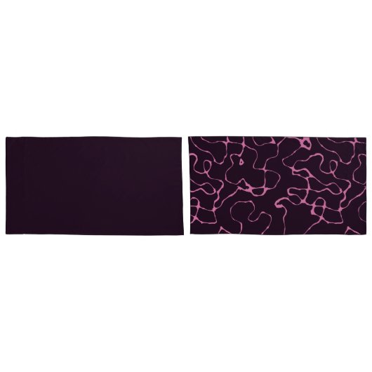 ピンクと紫の抽象芸術 枕カバー (裏面-セット)