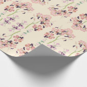 ピンクと紫の斑点のあるランフローライラストレーション ラッピングペーパー (角)