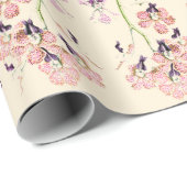 ピンクと紫の斑点のあるランフローライラストレーション ラッピングペーパー (ロールコーナー)