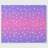 ピンクと紫の星のグラデーション ラッピングペーパー (フラット)