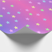 ピンクと紫の星のグラデーション ラッピングペーパー (角)