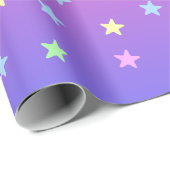 ピンクと紫の星のグラデーション ラッピングペーパー (ロールコーナー)