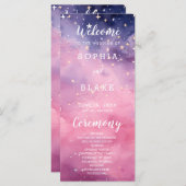 ピンクと紫の星空の結婚式 プログラム (正面/裏面)