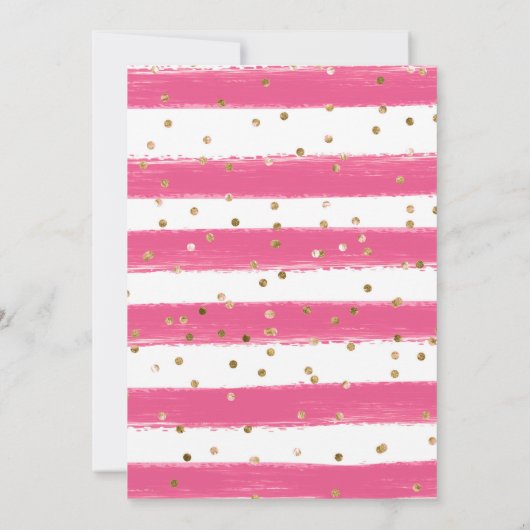 ピンクと紫の春の花の金ゴールド結婚フレーム 招待状 (裏面)