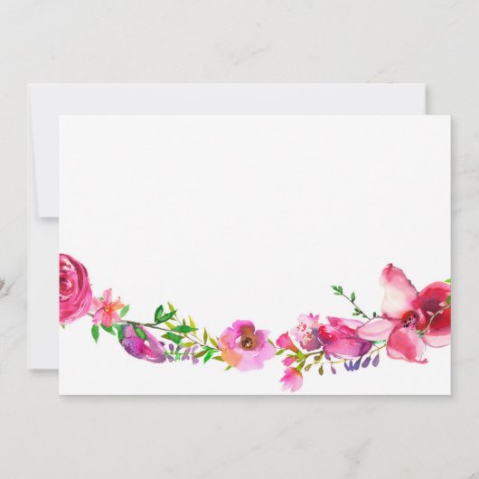 ピンクと紫の春の花フローラ モダン 招待状 (裏面)