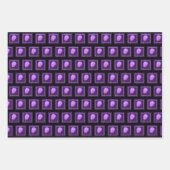 ピンクと紫の春の花模様 ラッピングペーパーシート (正面3)