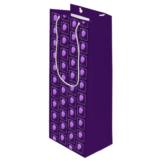 ピンクと紫の春の花模様 ワインギフトバッグ (正面アングル)